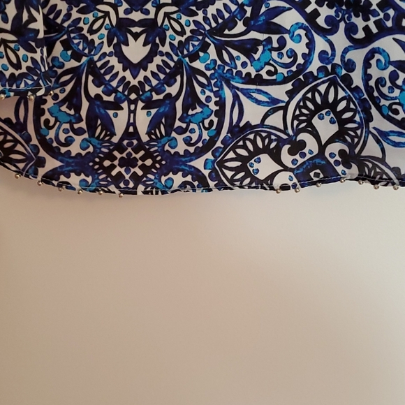 WHBM blue&black tank, braided and beaded neckline - Picture 4 of 5